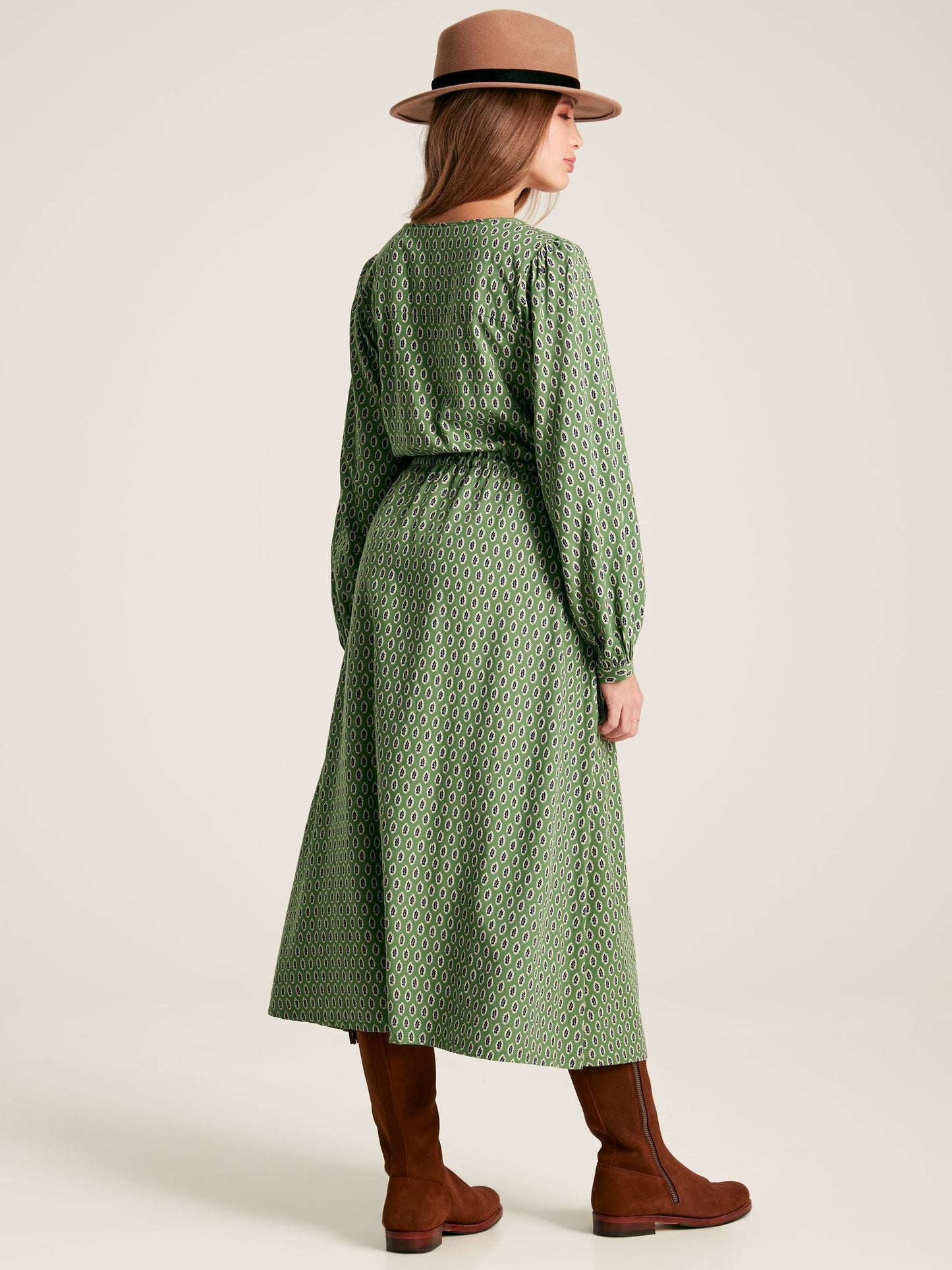 Imogen Green Long Sleeve Belted Midi Dress