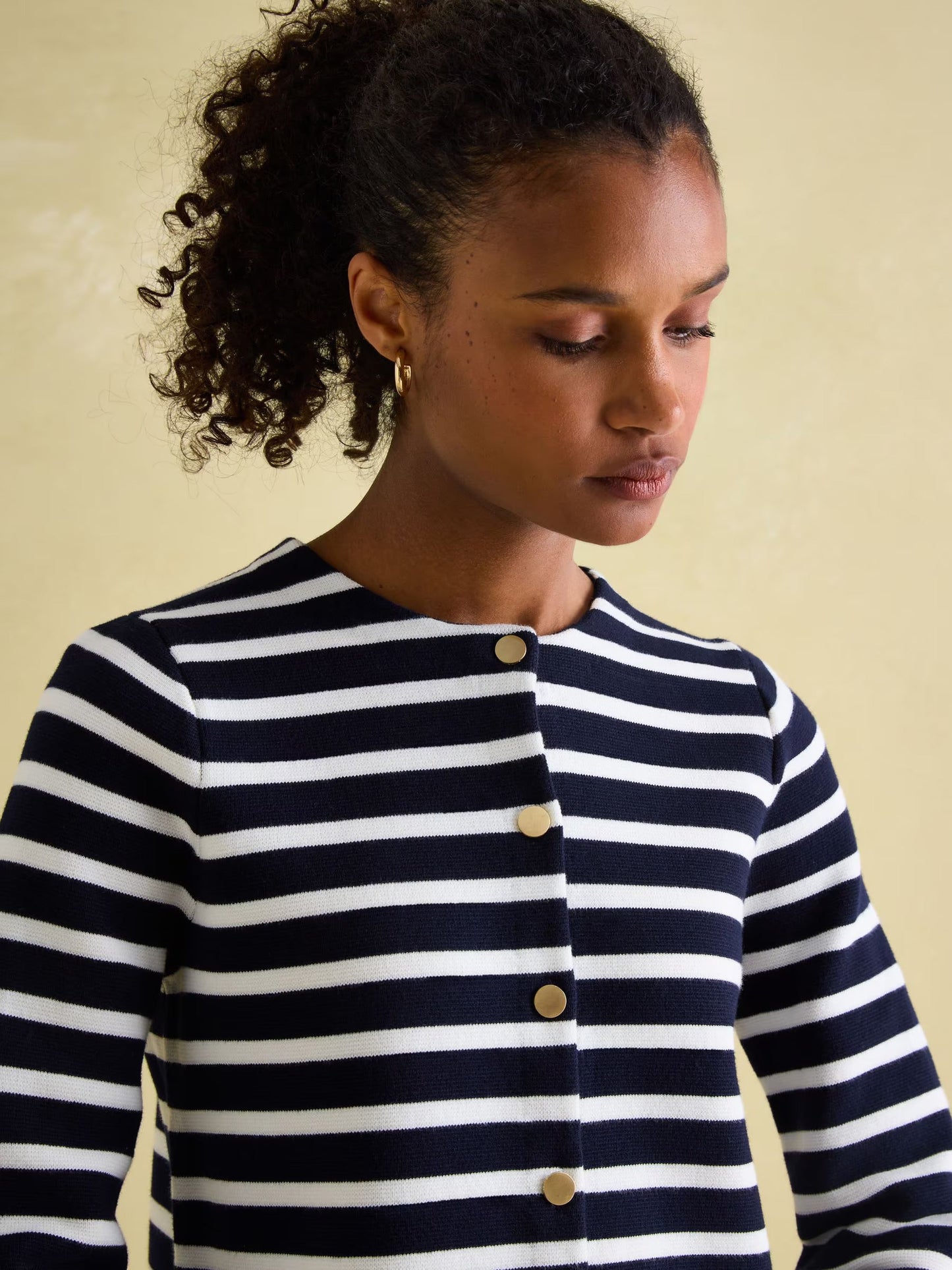 Constance Navy & White Striped Cotton Cardigan