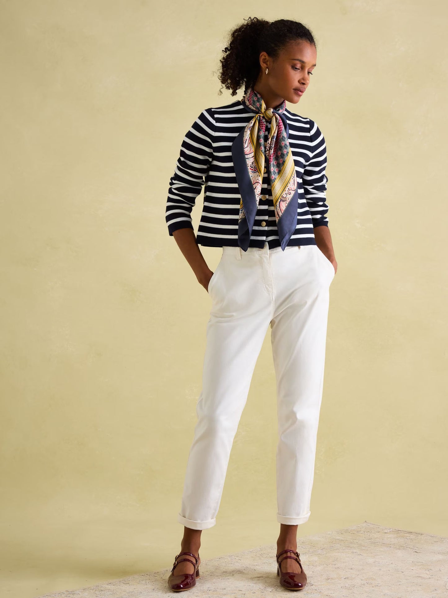 Constance Navy & White Striped Cotton Cardigan