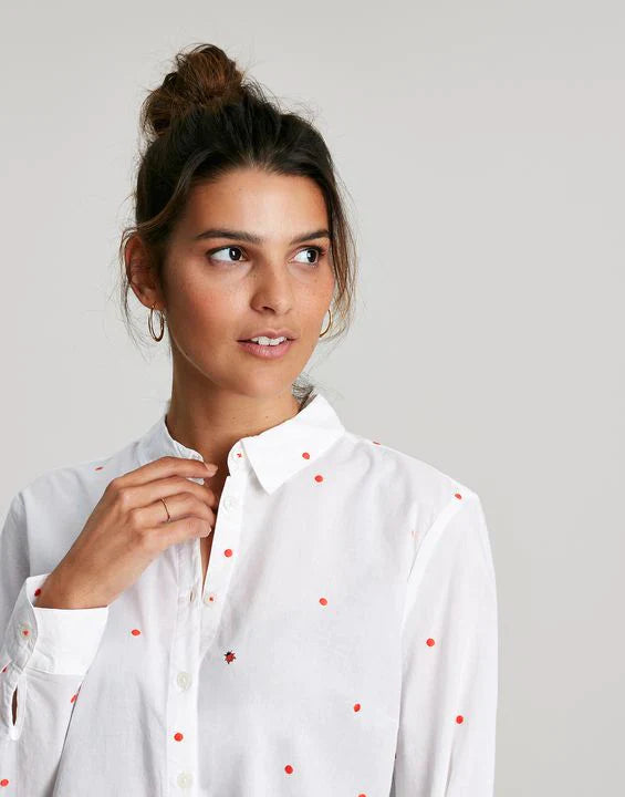 Cornelia Casual Cotton Shirt In White Spot