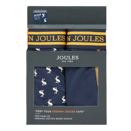 Men's Crown Joules Underwear 2 Pack - Hare French Navy Gold