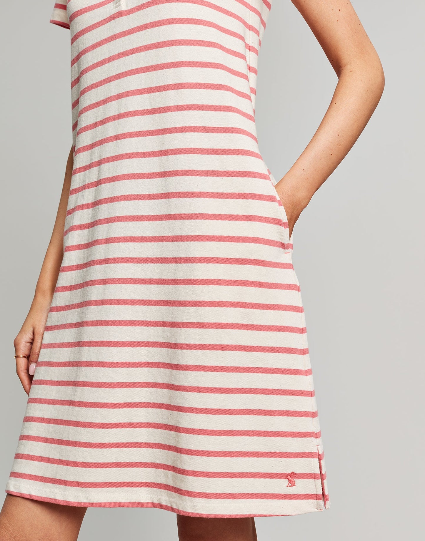 Kea Henley Dress - Coral Stripe