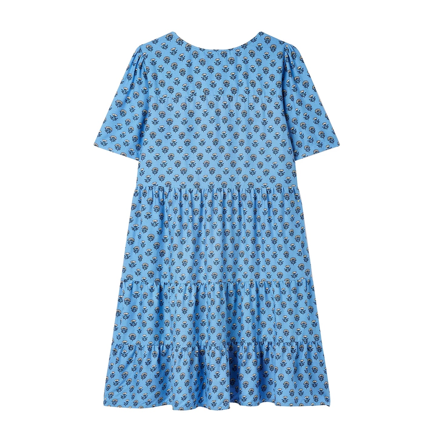 Mara Half Button v neck Woven Dress - Blue Foulard