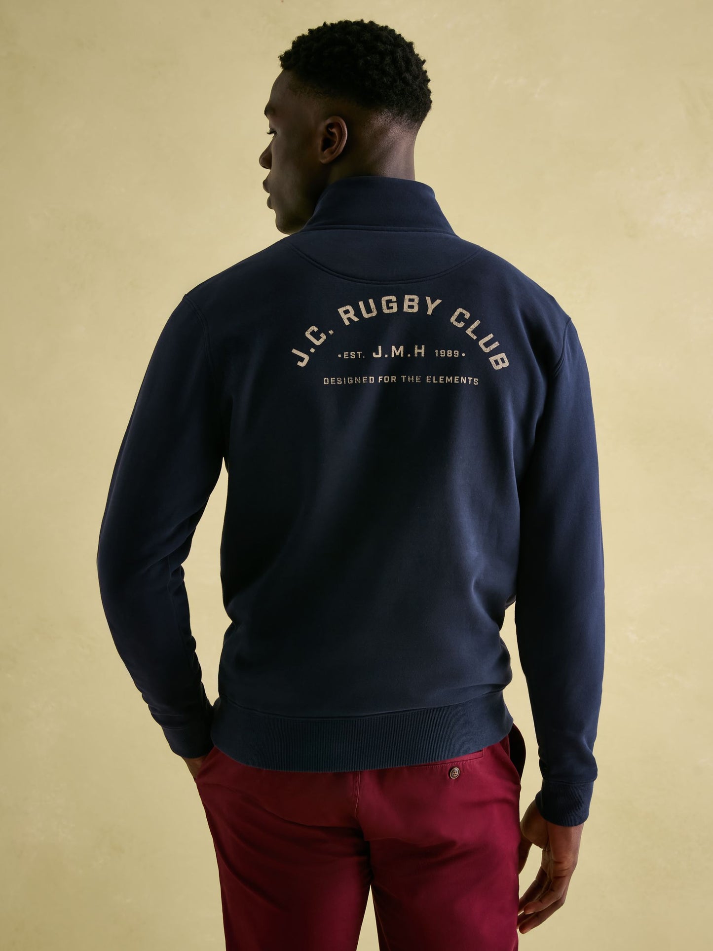 Jenkins Navy Quarter Zip Graphic Sweatshirt