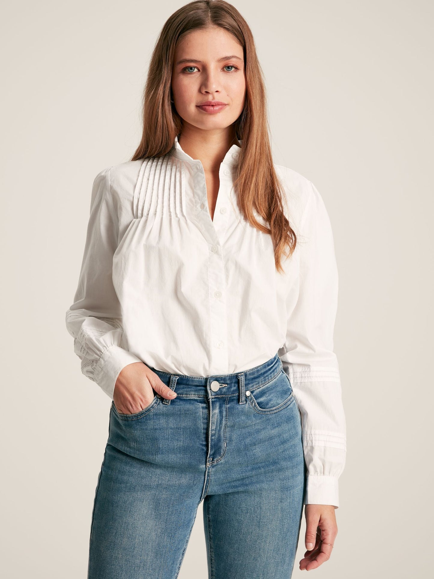 Arabella Chalk White Pleated Blouse