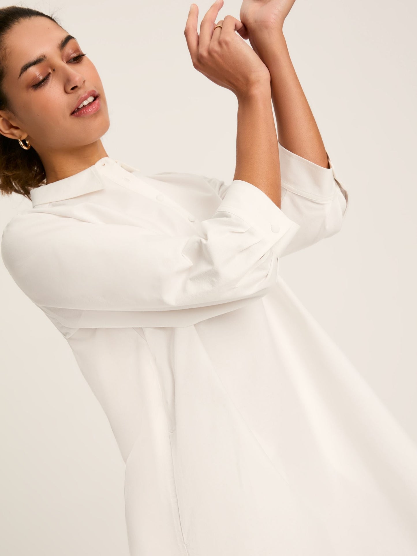 Marlowe White Dress with Shirt/ Nehru Collar