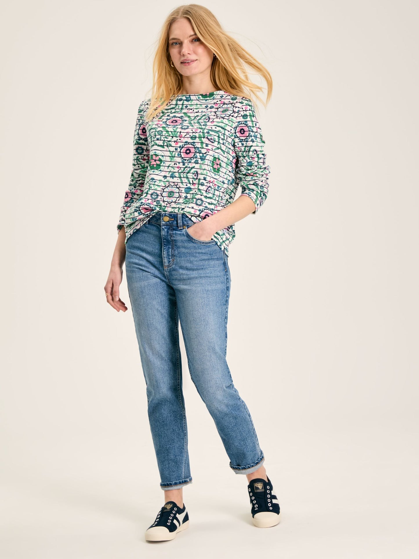 New Harbour Floral Print Boat Neck Breton Top