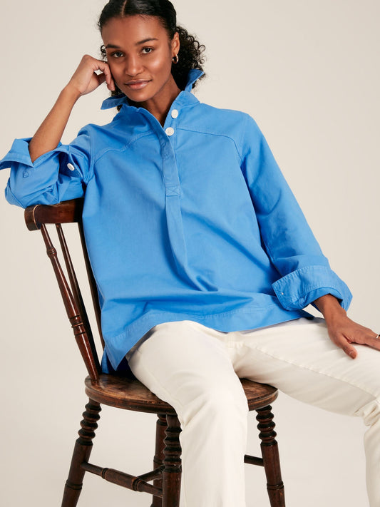 Brinley Blue Cotton Deck Shirt