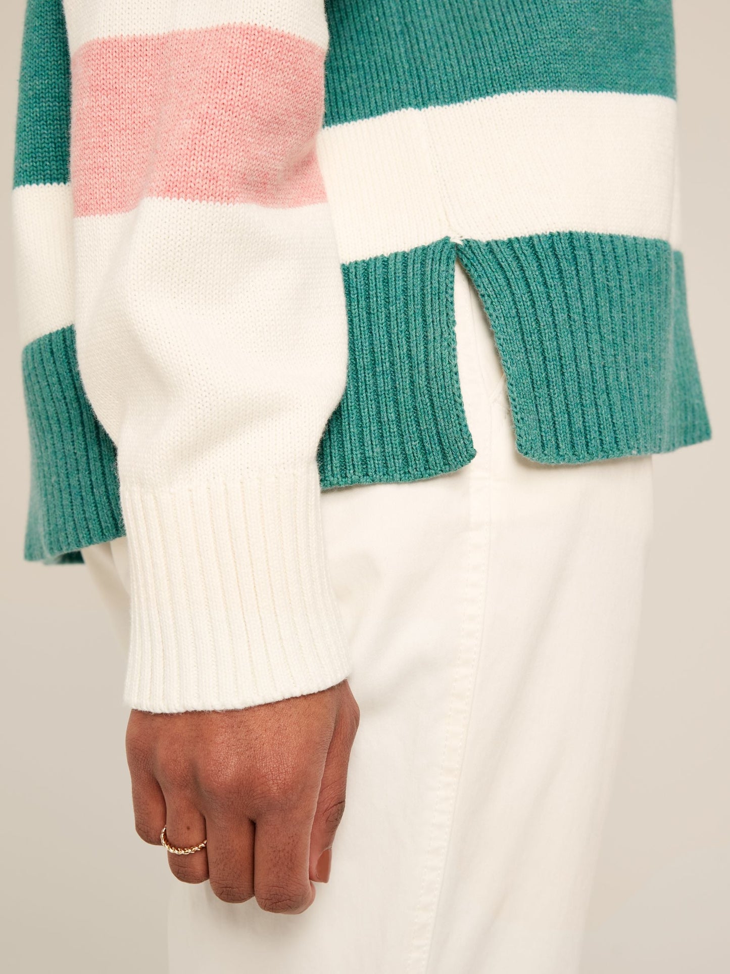 Marion Pink/Green Striped Jumper with Collar