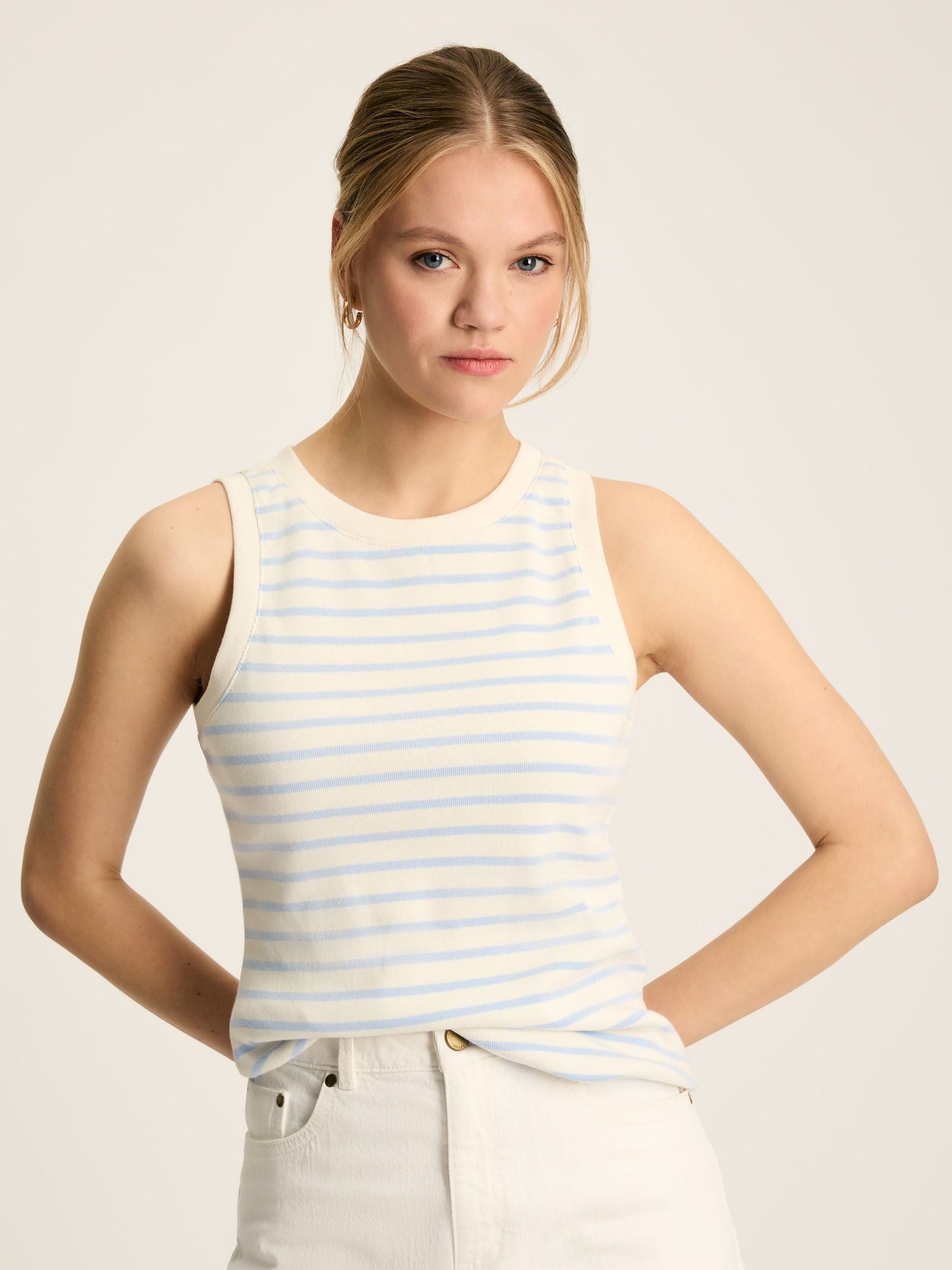 Harbour Cream & Blue Striped Jersey Vest