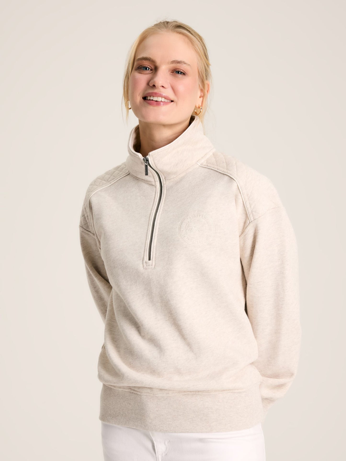 Racquet Oat marl Half Zip Sweat Top