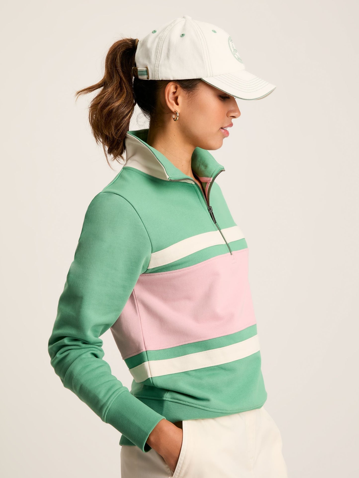 Tadley Green/Pink Quarter Zip Sweatshirt