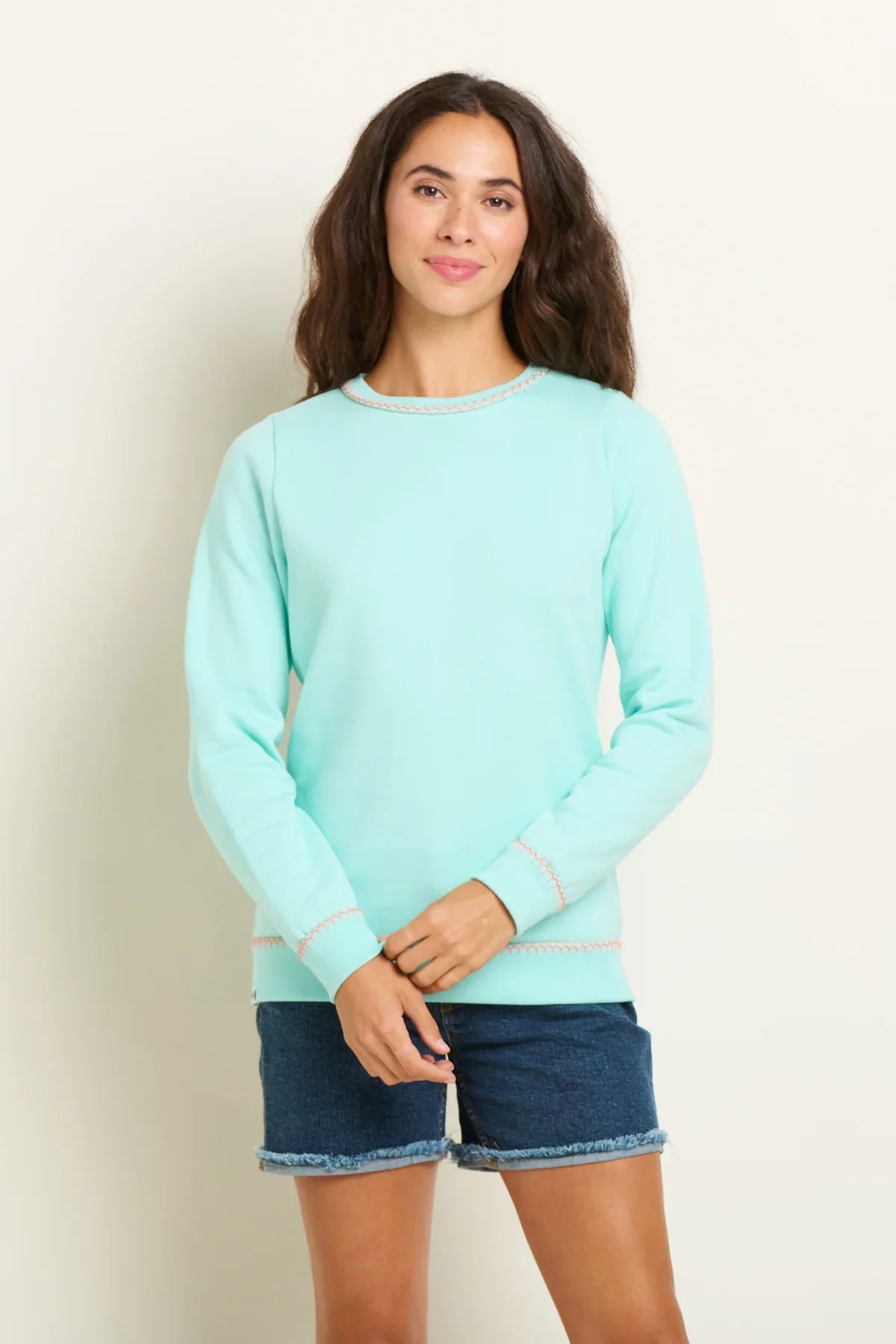 Blanket Stitch Crew Neck Sweatshirt