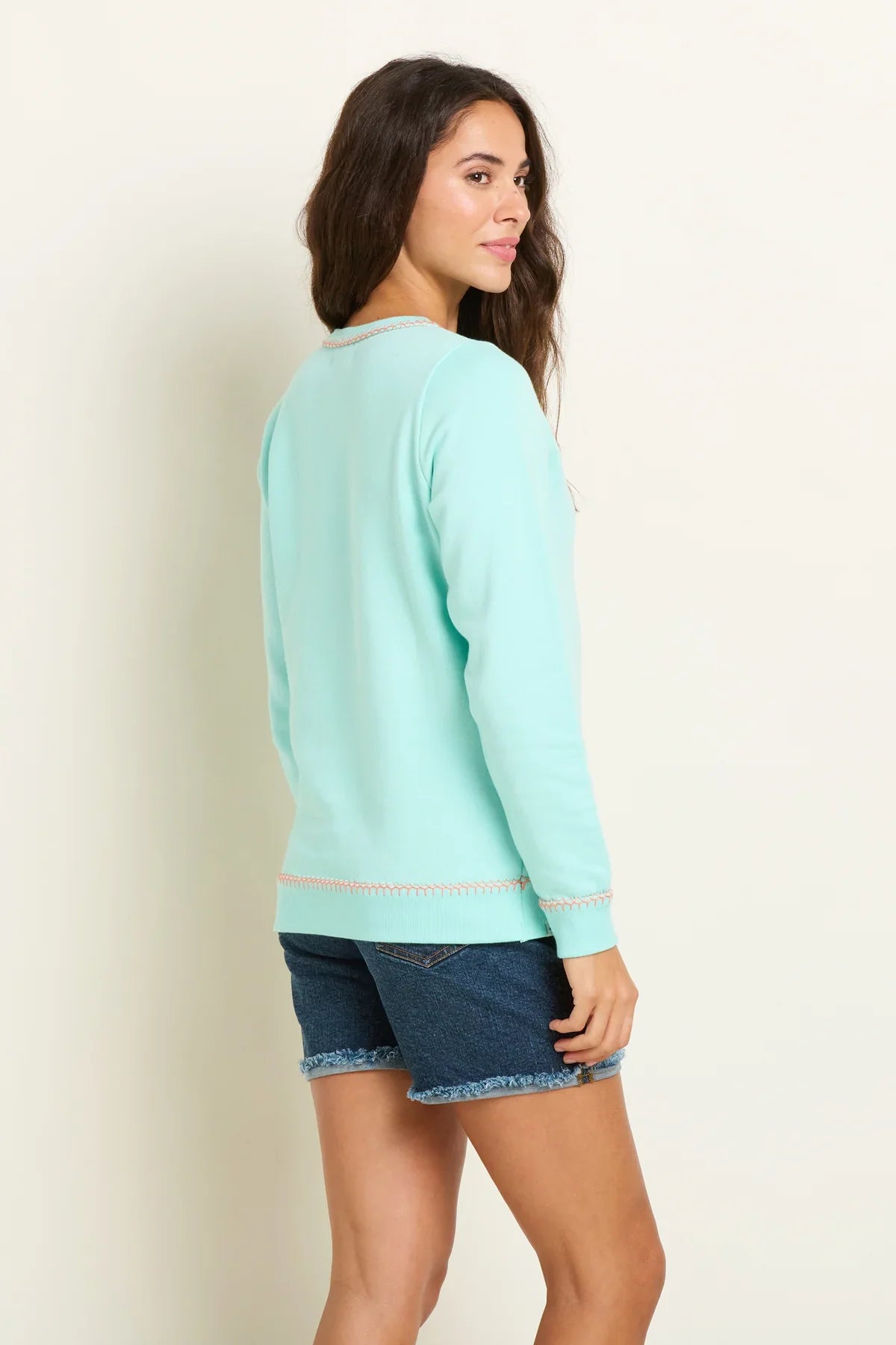 Blanket Stitch Crew Neck Sweatshirt