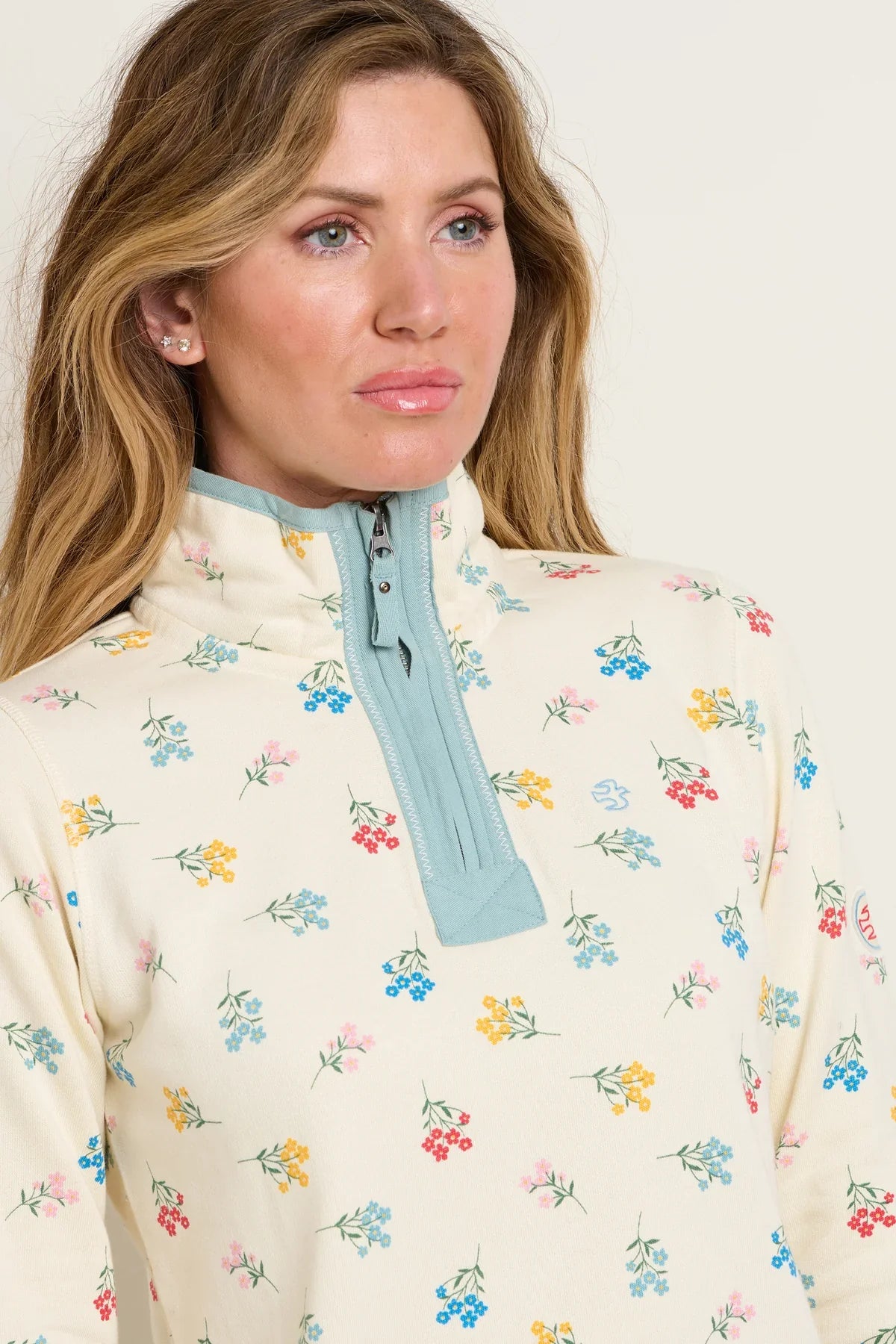 Floral Quarter Zip Sweatshirt