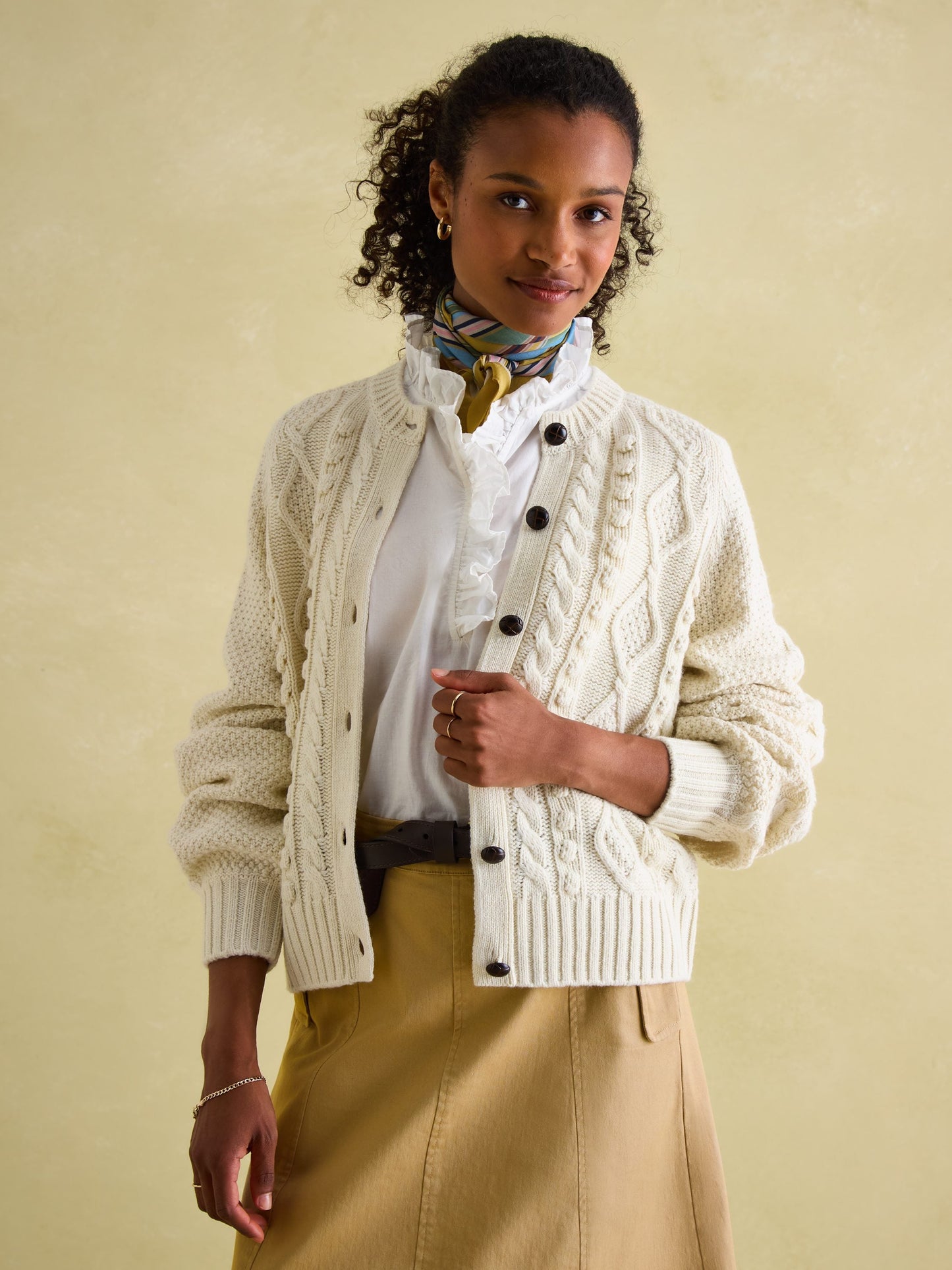 Rafferty Cream Cable Knit Cardigan