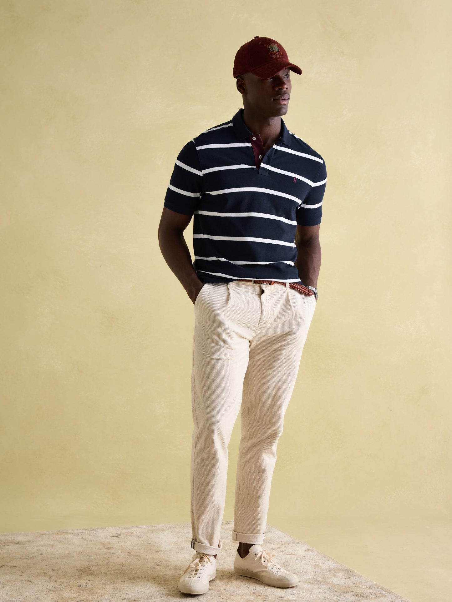 Filbert Navy & White Striped Polo Shirt