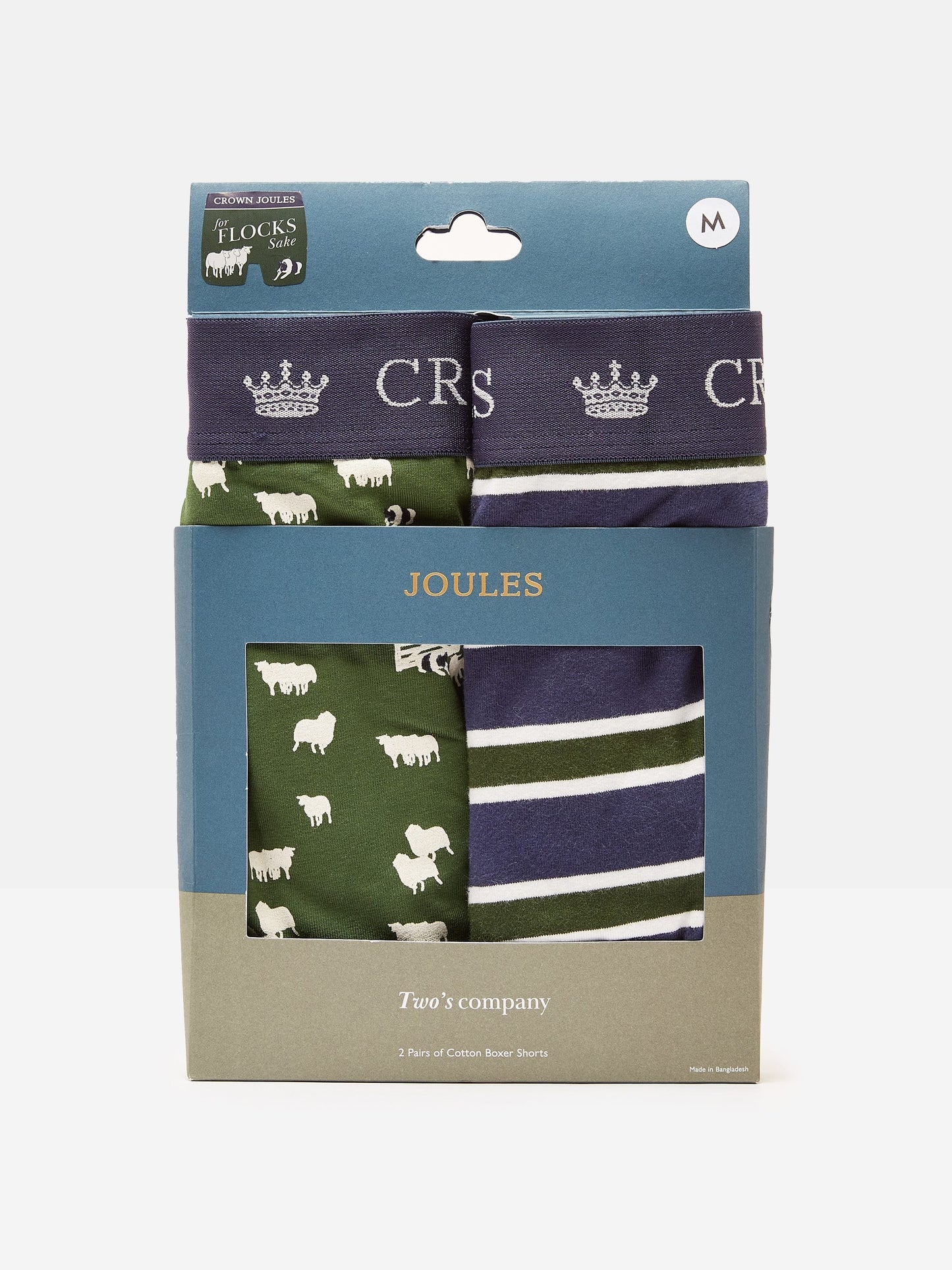 Crown Joules Green/Navy Pack of Two Cotton Briefs