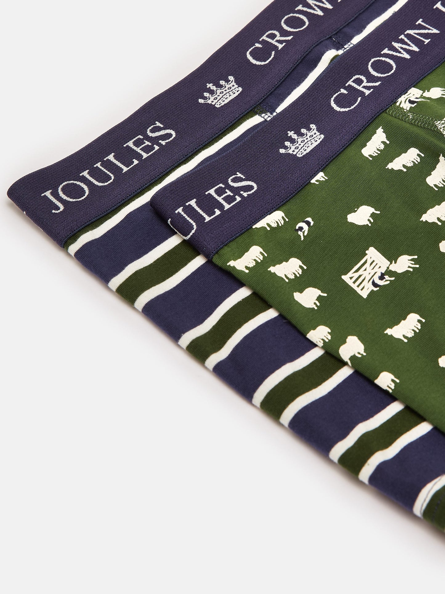 Crown Joules Green/Navy Pack of Two Cotton Briefs