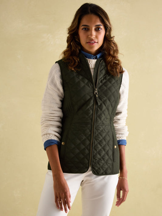 Minx Khaki Showerproof Diamond Quilted Gilet