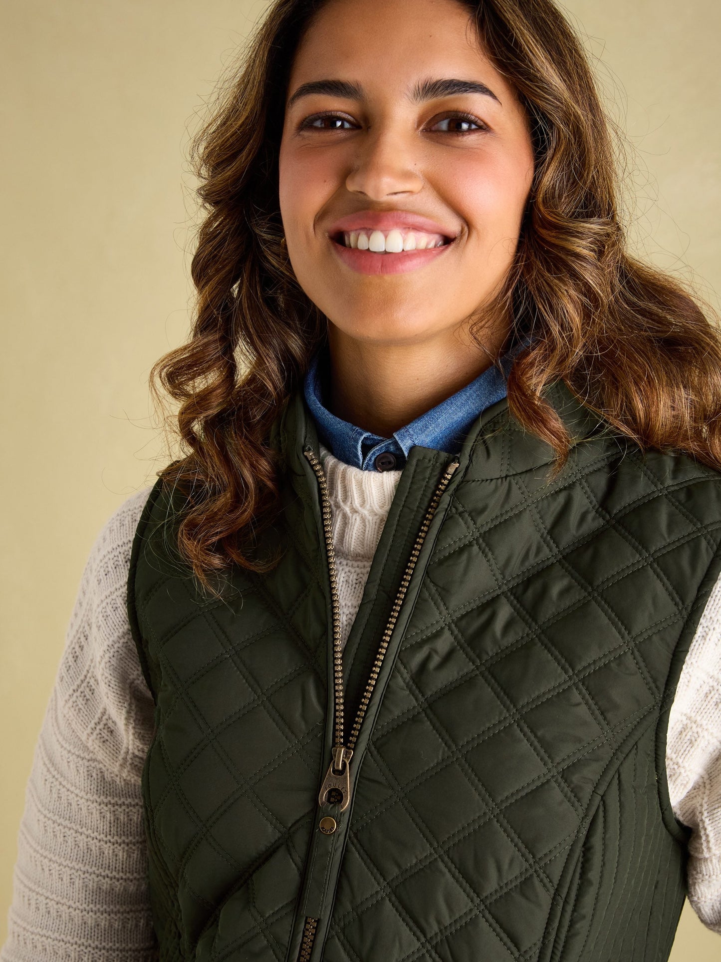 Minx Khaki Showerproof Diamond Quilted Gilet