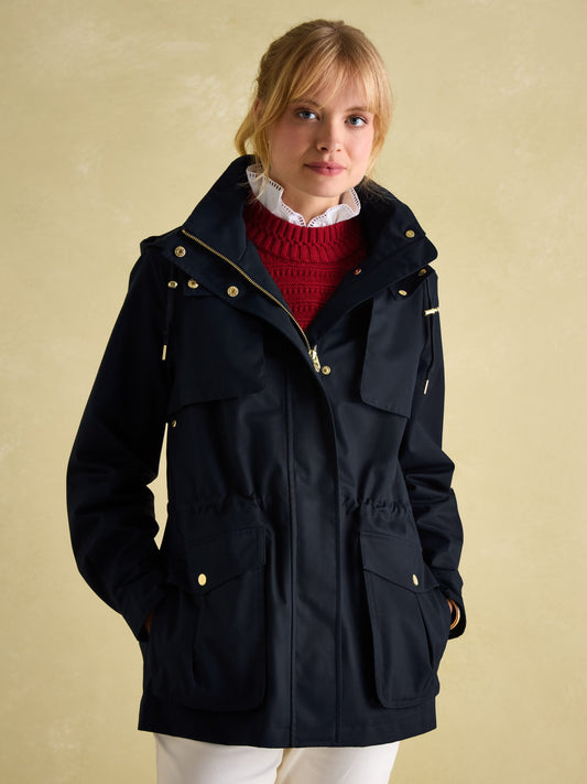 Fairford Navy Waterproof Raincoat with Hood