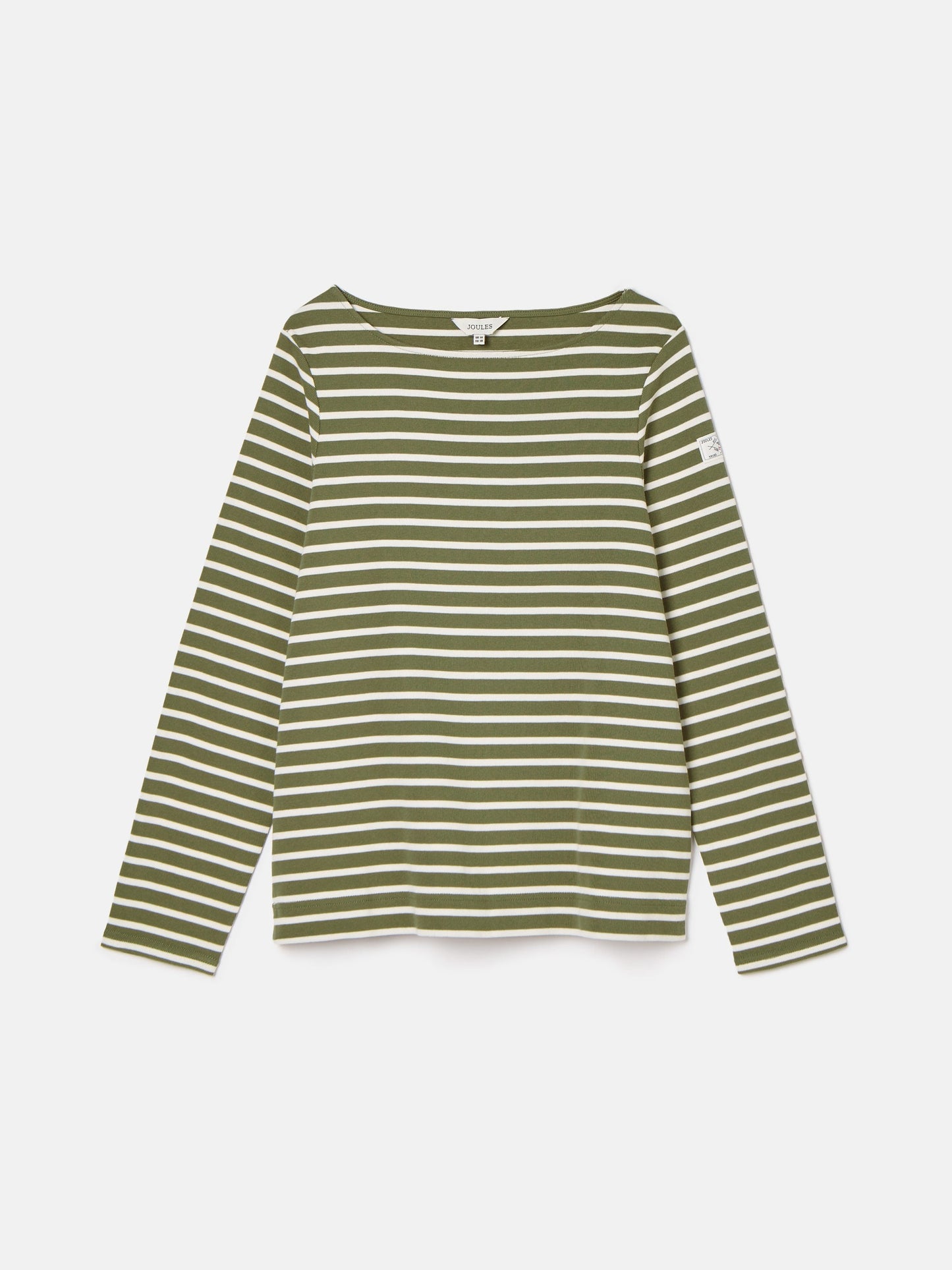 New Harbour Green stripe Boat Neck Breton Top