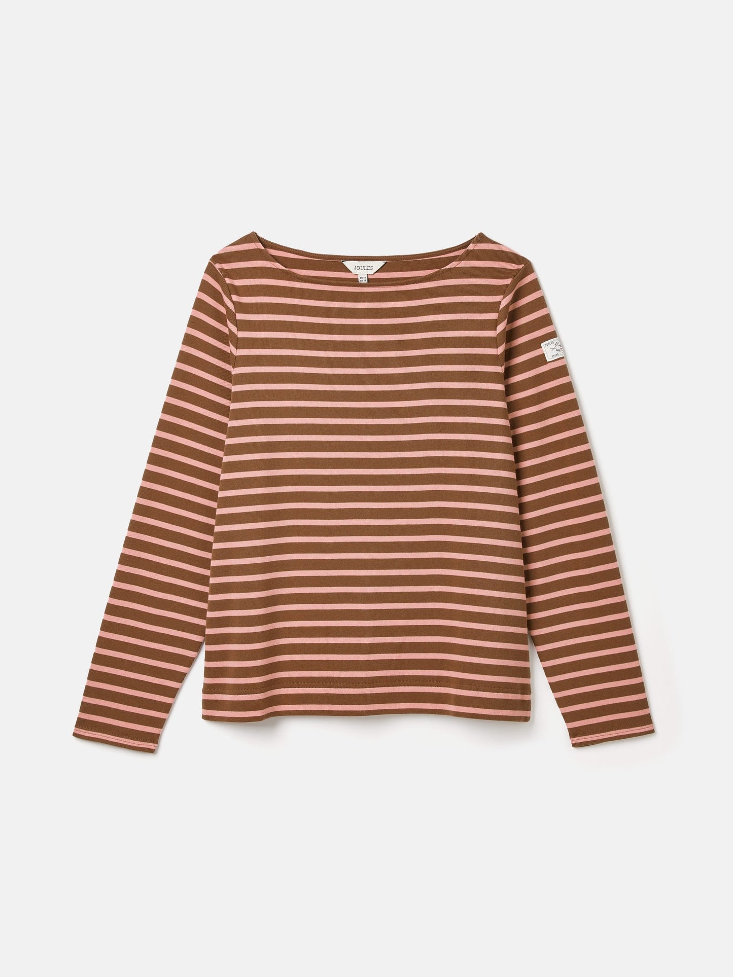 New Harbour Chocolate Brown pink Boat Neck Breton Top