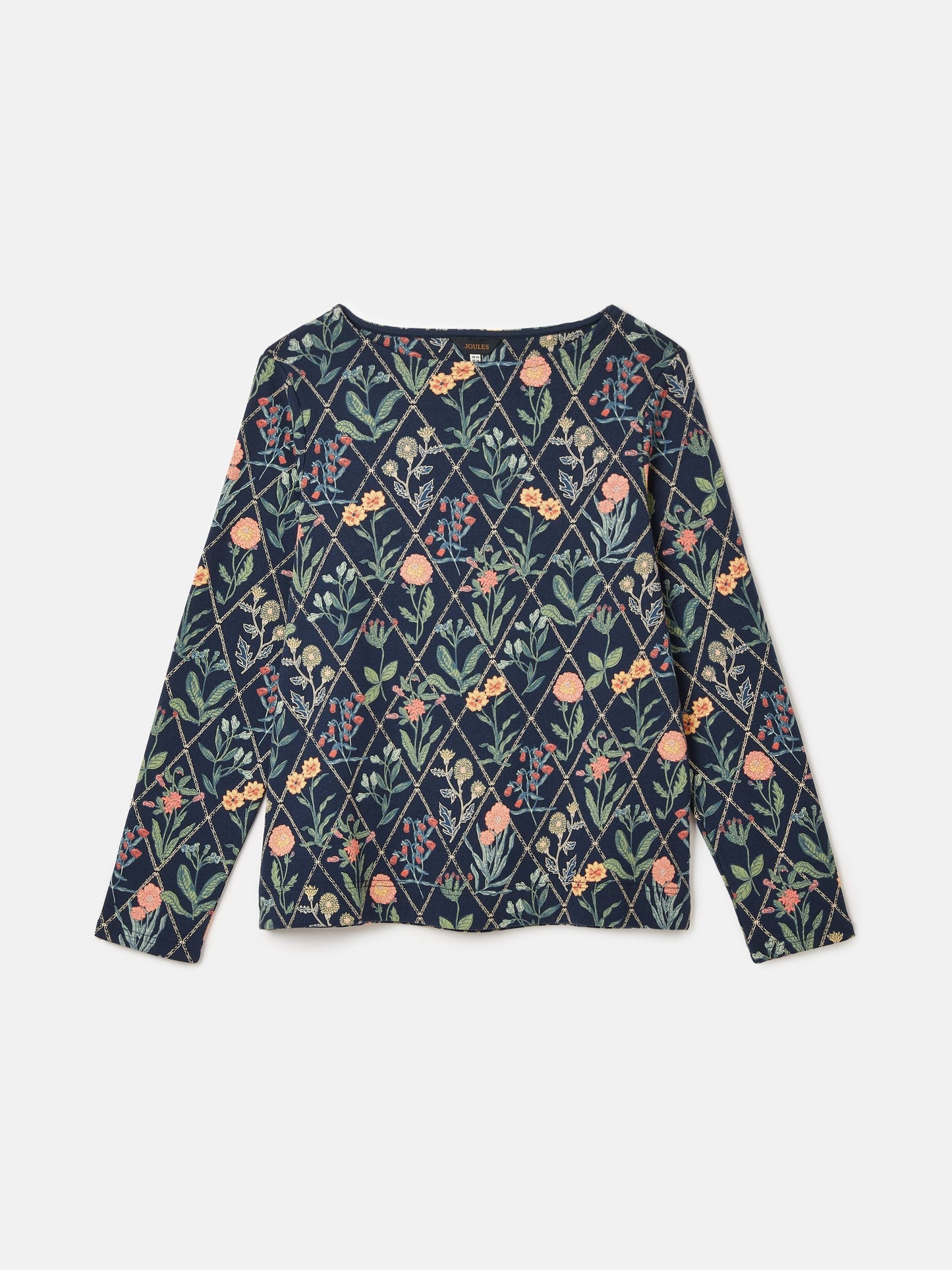 New Harbour Navy floral Boat Neck Breton Top