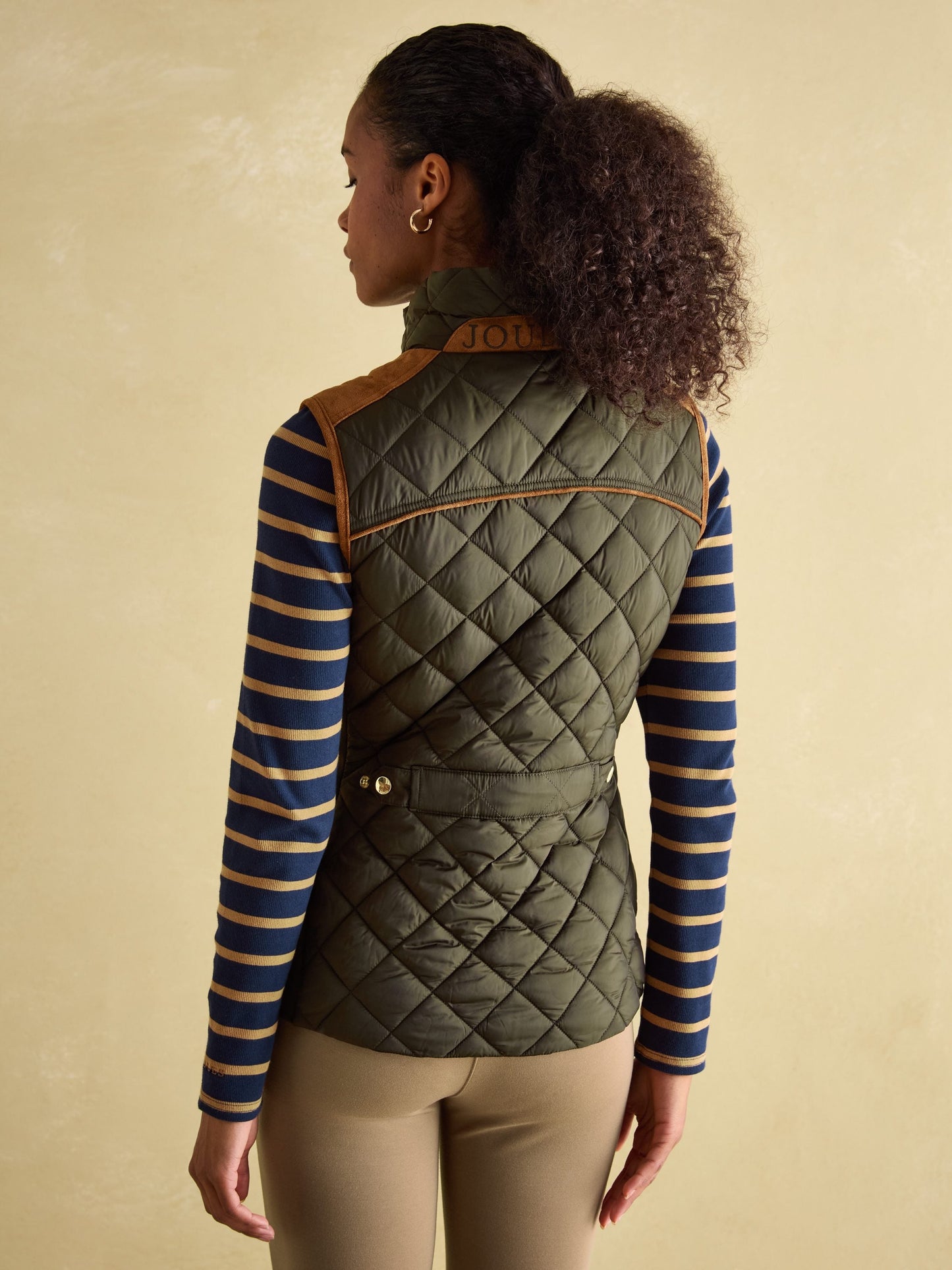 Braemar Luxe Khaki Green Showerproof Diamond Quilted Gilet