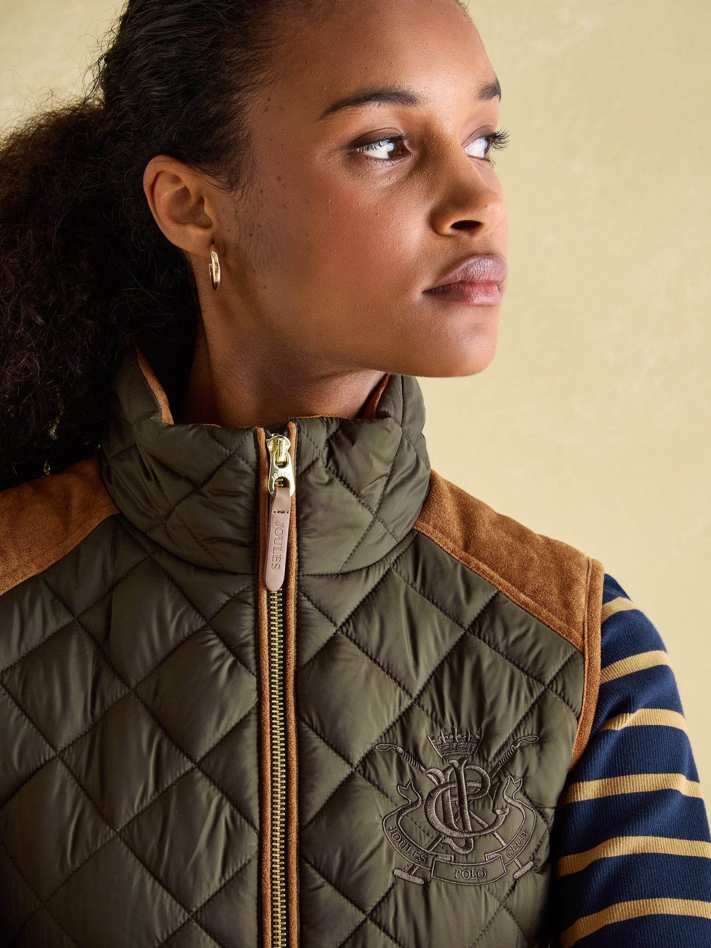 Braemar Luxe Khaki Green Showerproof Diamond Quilted Gilet