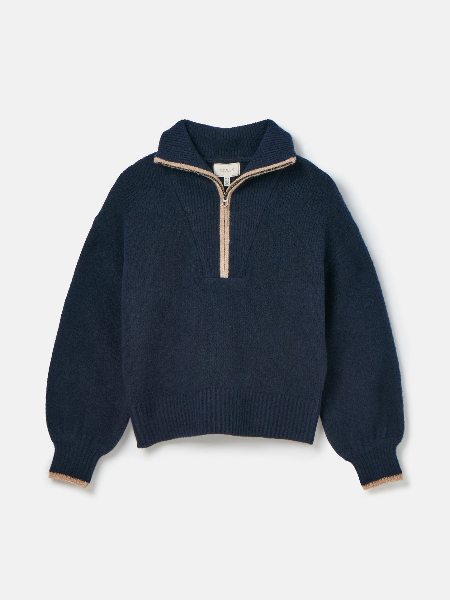 Elmore Navy Knitted Quarter Zip Jumper