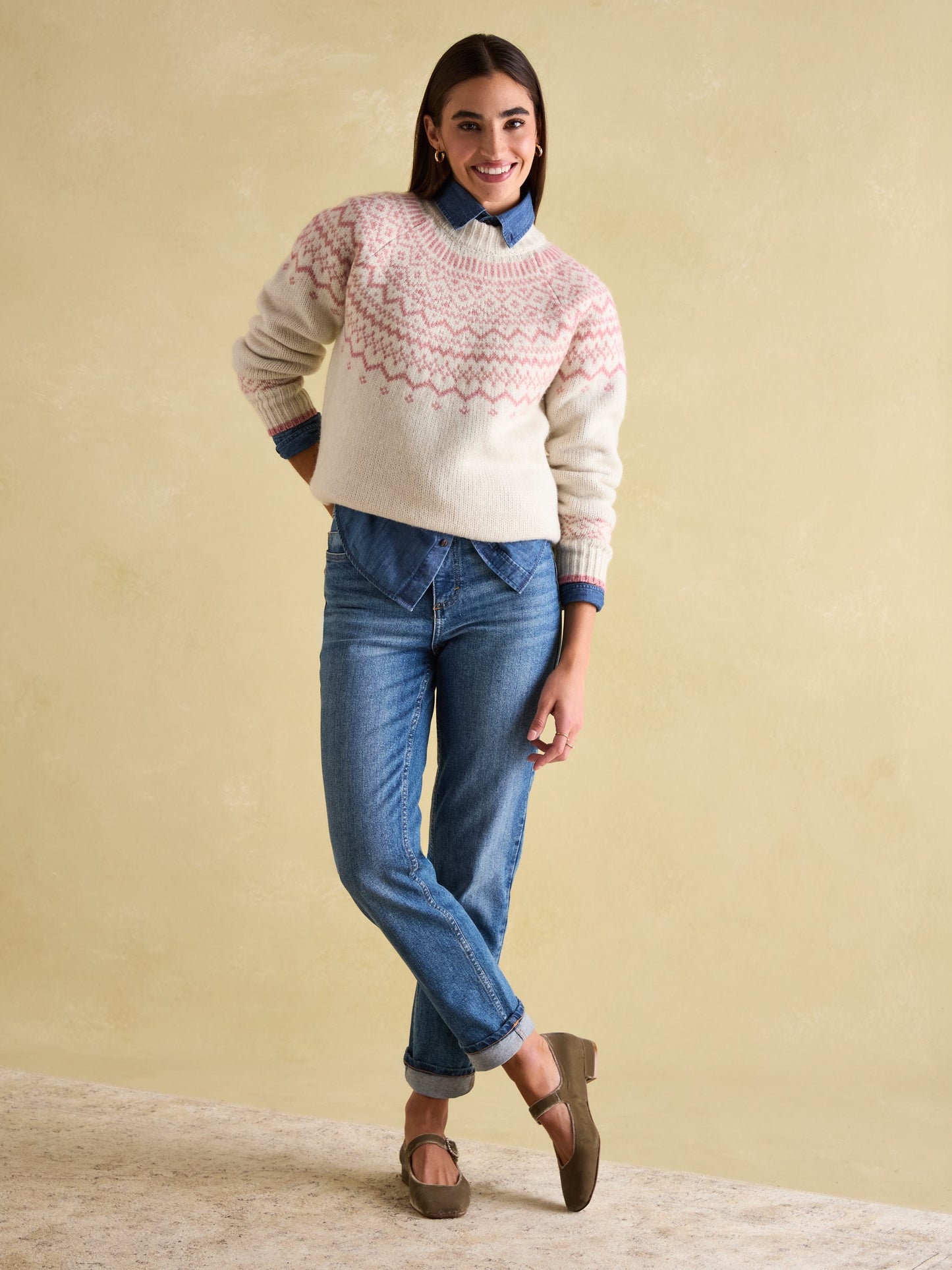 Charlotte Cream Crew Neck Fair Isle Jumper