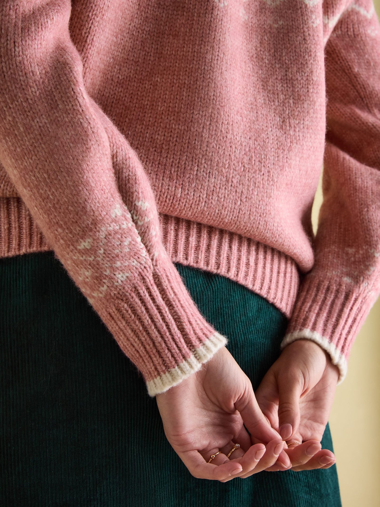 Charlotte Pink Crew Neck Fair Isle Jumper