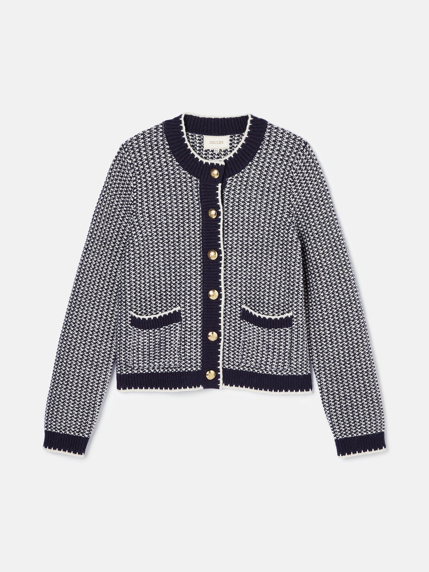 Bridget Navy Button Through Textured Cardigan