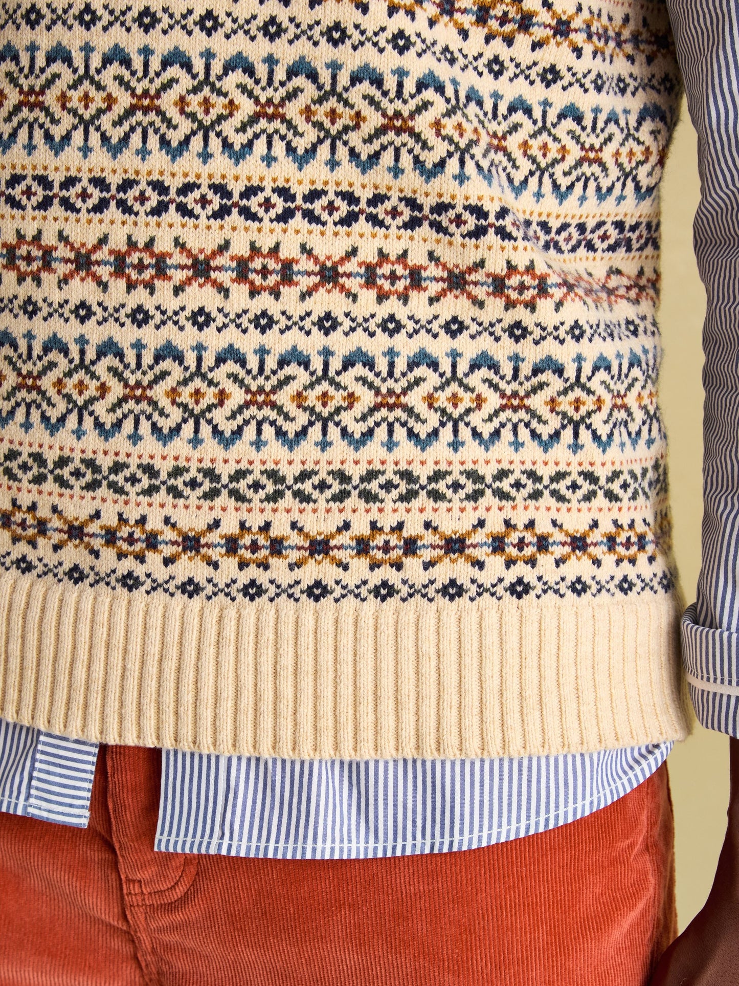 Fair Isle Cream Knitted Vest Contains Merino Wool