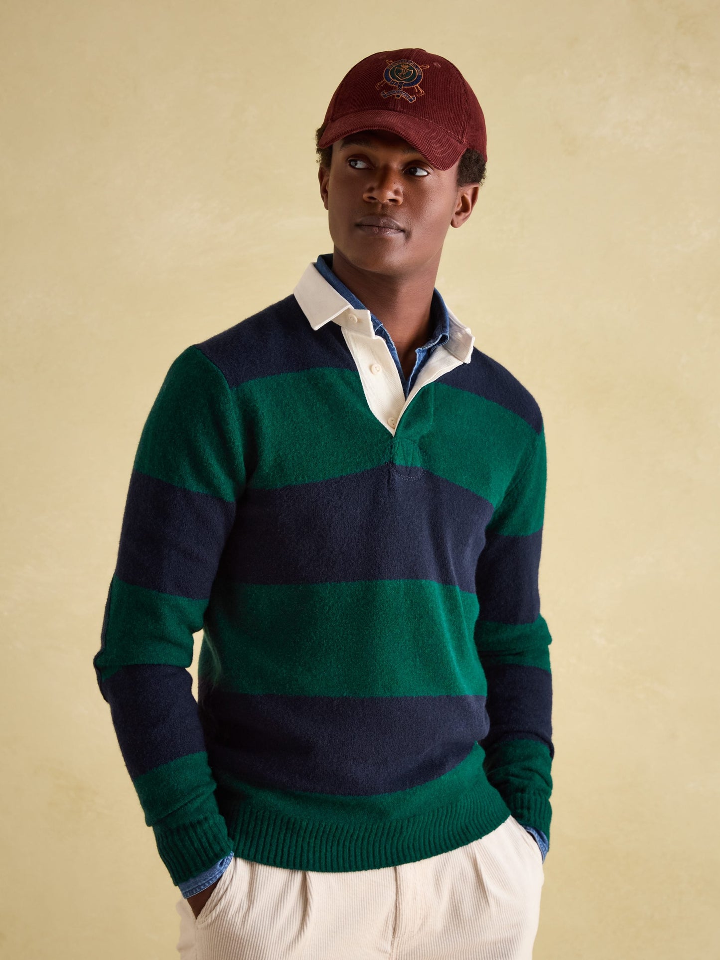 Seymour Green/Navy Knitted Rugby Shirt