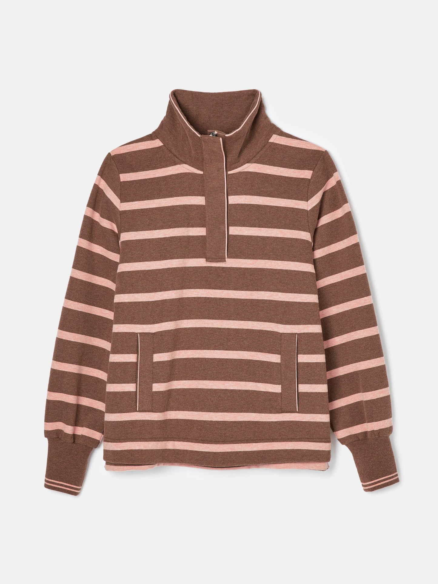 Burnham Chocolate Brown pink Funnel Neck Quarter Zip Sweatshirt