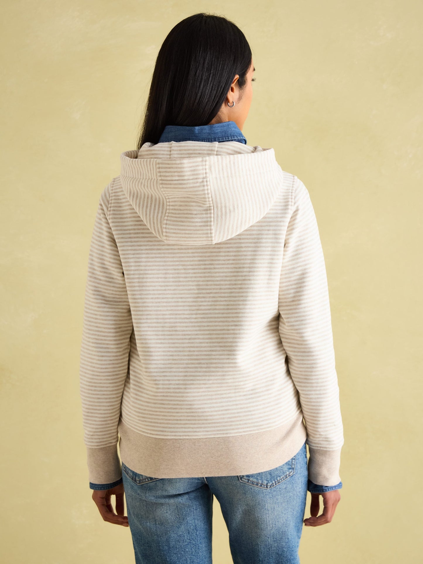 Rushton Natural Stripe Cowl Neck Hoodie