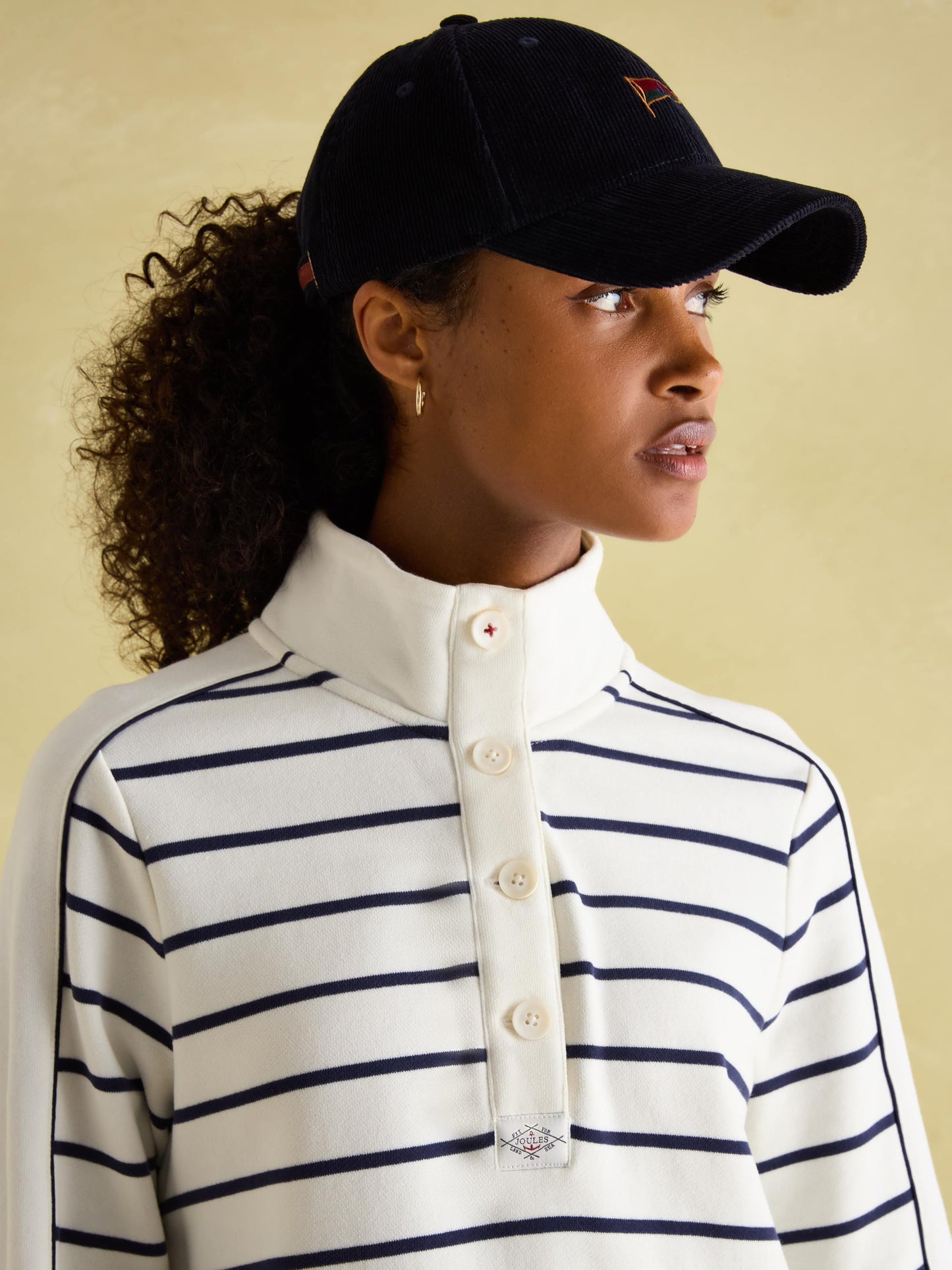 Southwold Navy Button Down Striped Sweatshirt