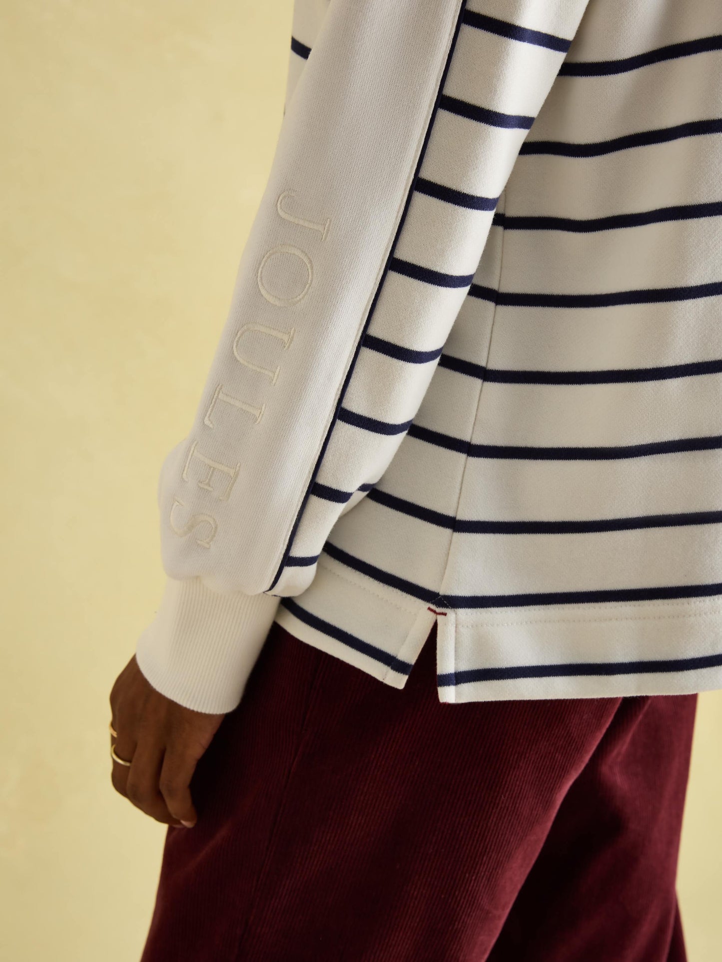 Southwold Navy Button Down Striped Sweatshirt