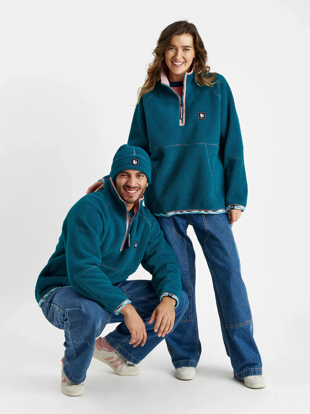 Gael 1/4 Zip Sherpa Fleece - Teal Green