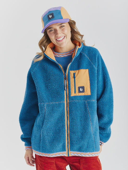 Baylor Full Zip Sherpa Fleece - Petrol