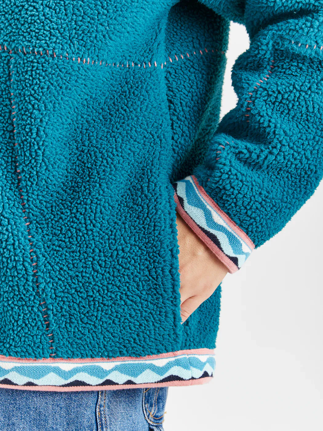 Gael 1/4 Zip Sherpa Fleece - Teal Green