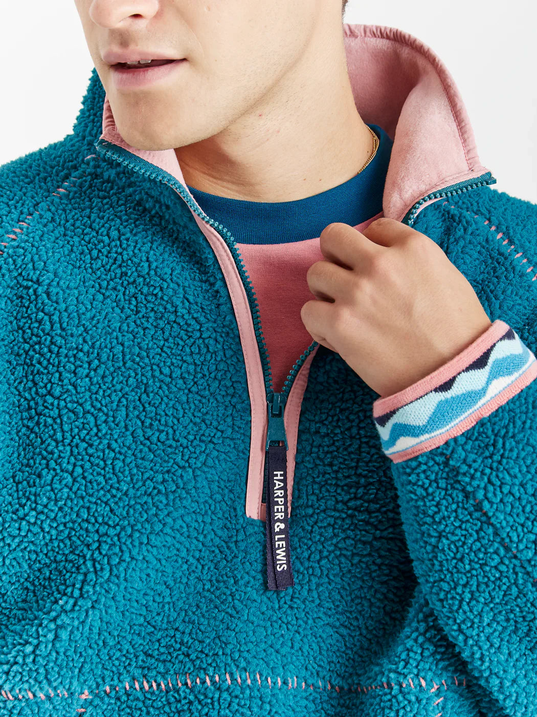 Gael 1/4 Zip Sherpa Fleece - Teal Green