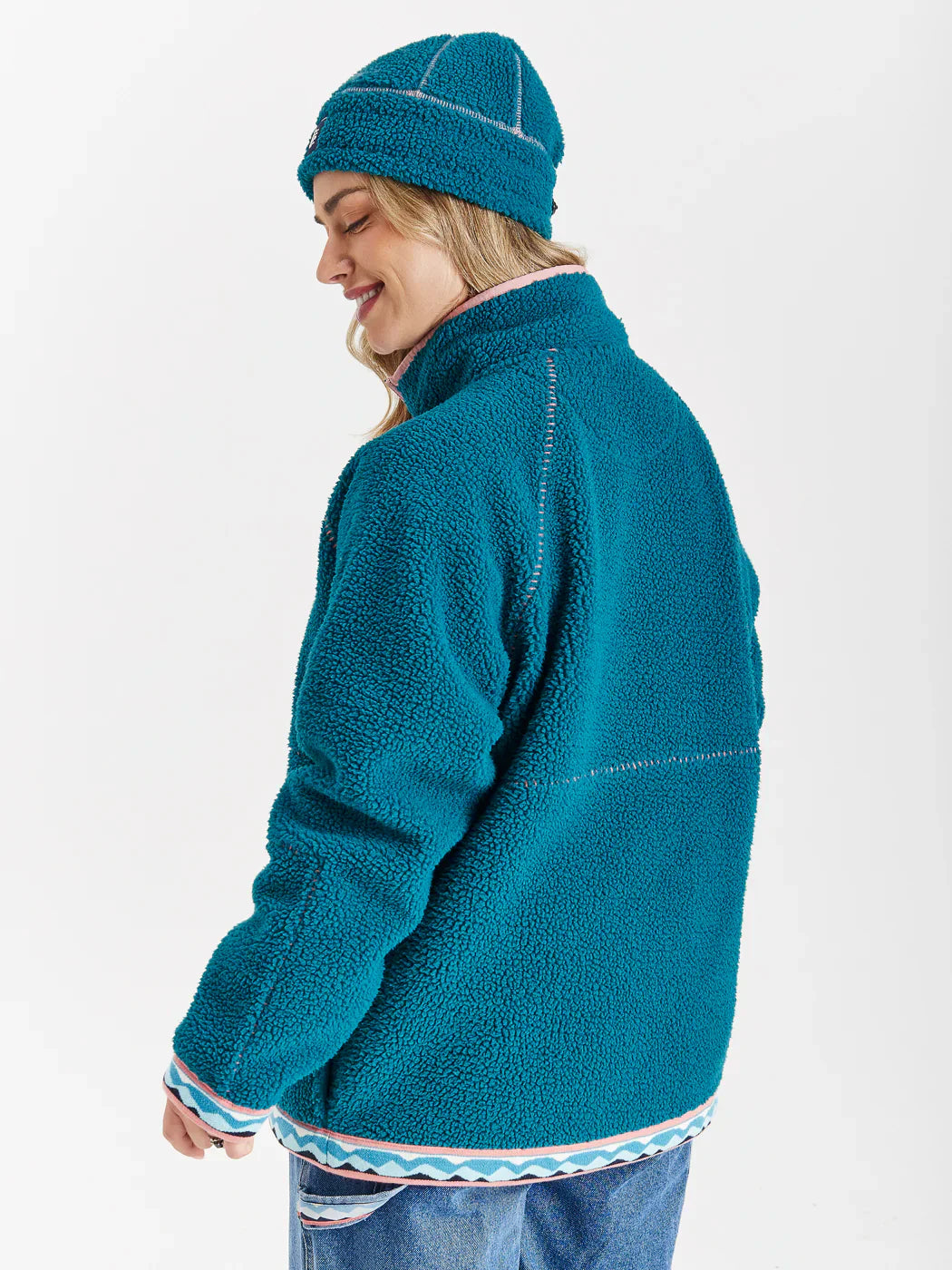 Gael 1/4 Zip Sherpa Fleece - Teal Green