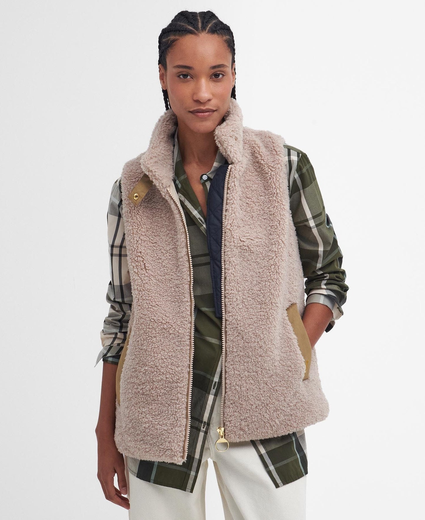 Elisha Fleece Gilet - Natural/Light Sand/Dark Navy