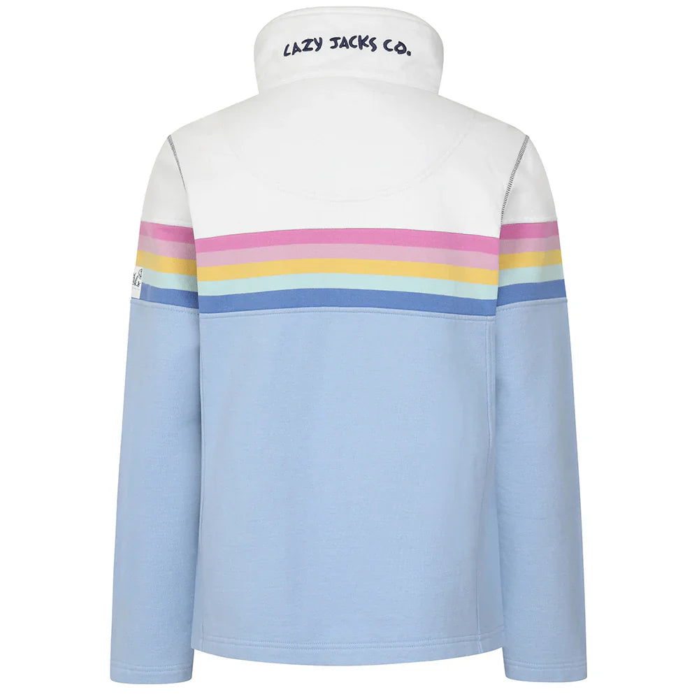 Super Soft Full Zip Striped Sweatshirt - Sky