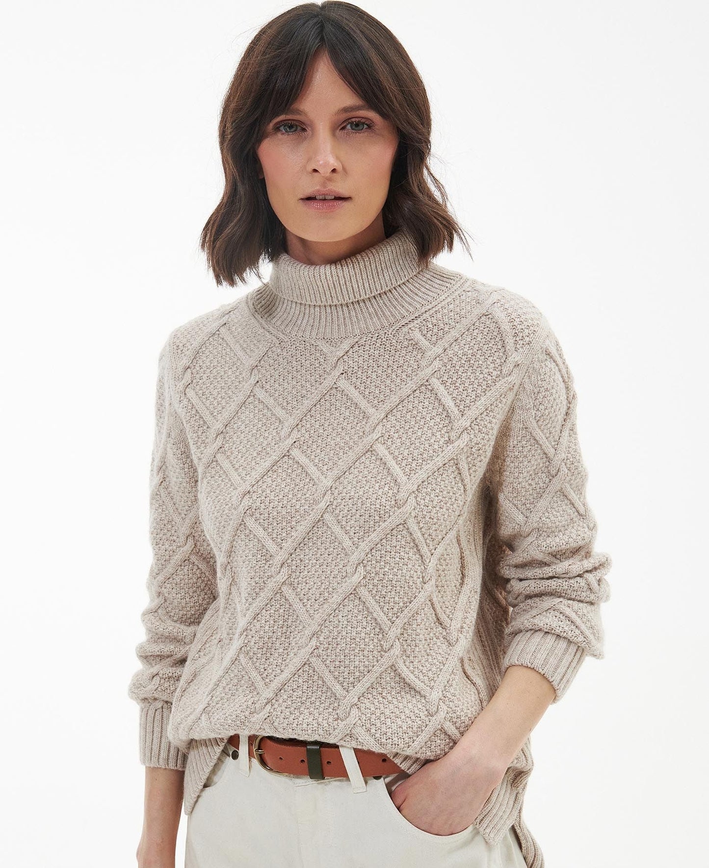 Burne Roll Neck Knit Sweater - Oatmeal