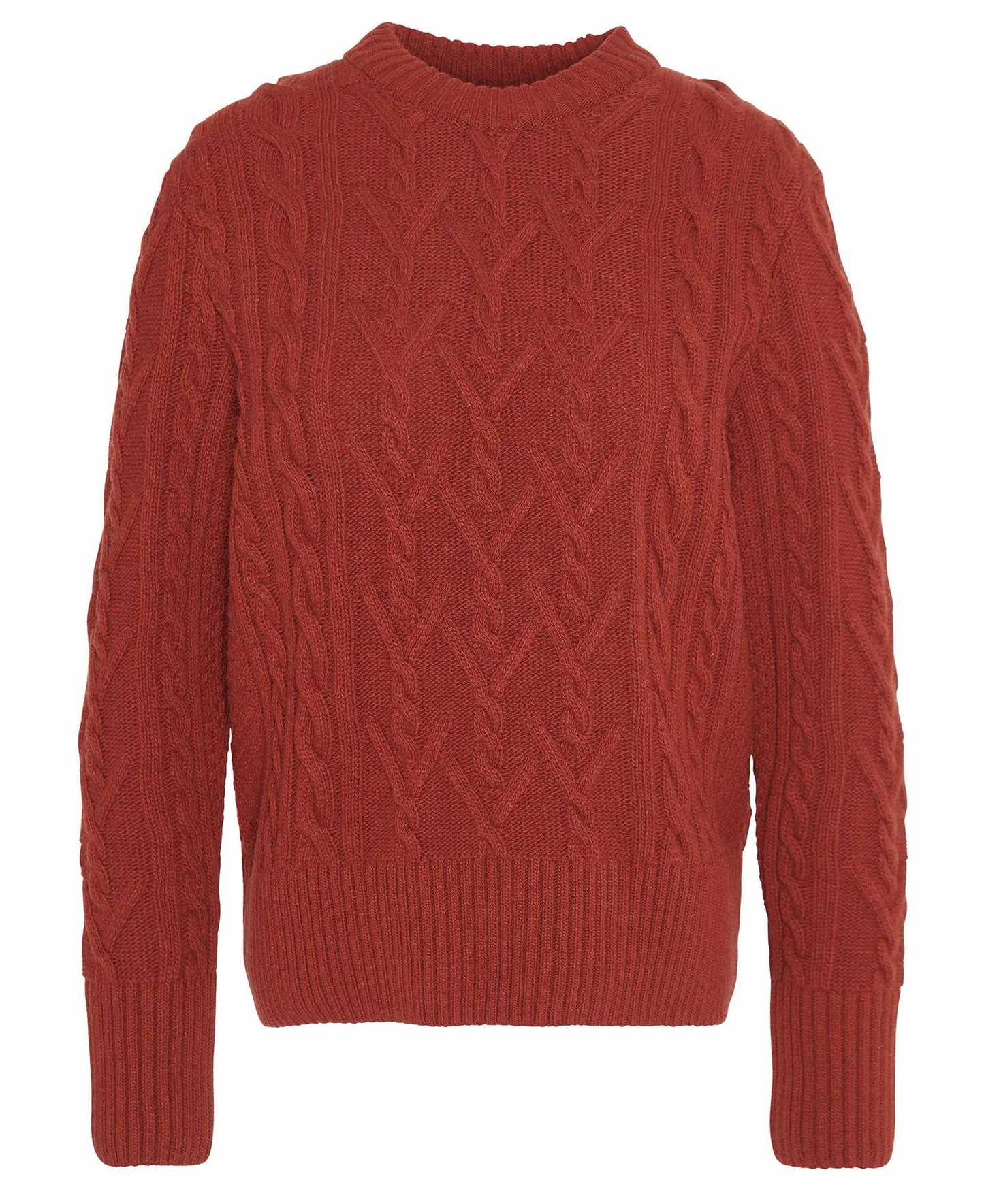 Solway Cable-Knit Crew Neck Jumper - Spiced Pumpkin